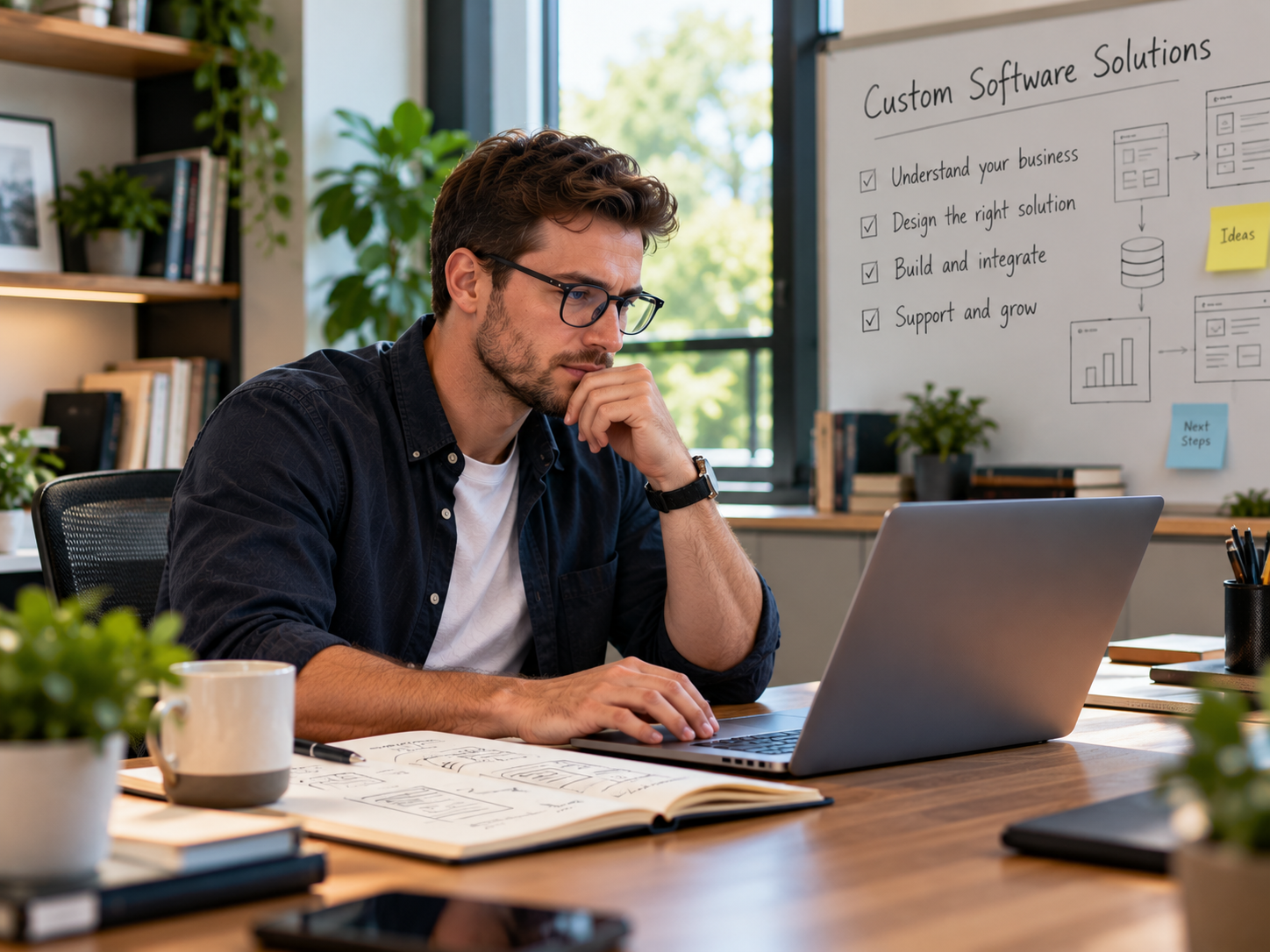 Person looking at laptop screen 